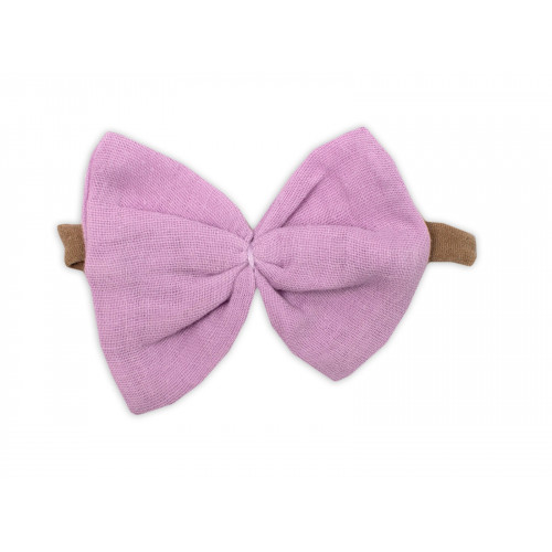 Baby Nellys 3-dielna mušelínová súpravička, body, kraťasky+čelenka GIRL, lila