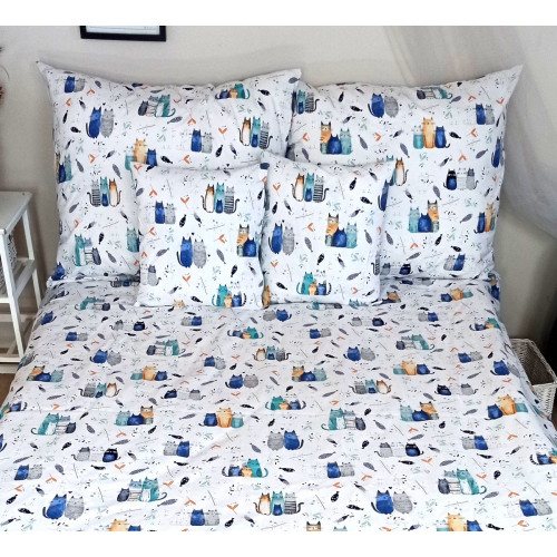 Detské obliečky, bavlna 2D 140x200/70x80 -  Happy Cat