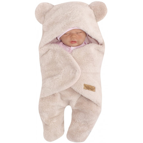 Chlpáčková zavinovačka s kapucňou a nožičkami, Z&Z Medvedík, púdrovo ružová