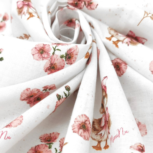 Detská osuška 100x100cm, froté bavlna, Kačičky - biela, púdrovo ružová