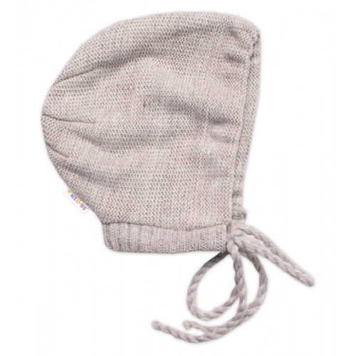 Pletená čiapočka na zaväzovanie bonetka Boy, Hand Made Baby Nellys, bežová