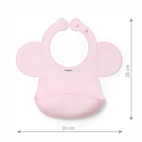 Silikónový podbradník s regulovaným zapínaním a vreckom, ružový