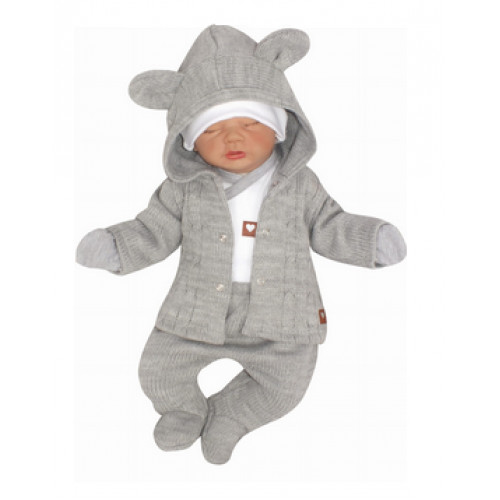 5-dielna kojenecká súpravička do pôrodnice - šedá, biela, veľ. 62