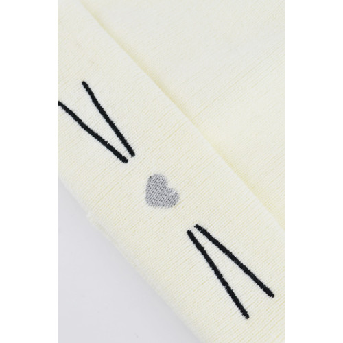 Detská zimná čiapka Mačička - ecru, veľ. 46 - 50 cm