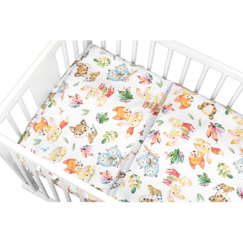 Mantinel s obliečkami Premium, 3D sada, Cute Animals - biela, 120x90 cm