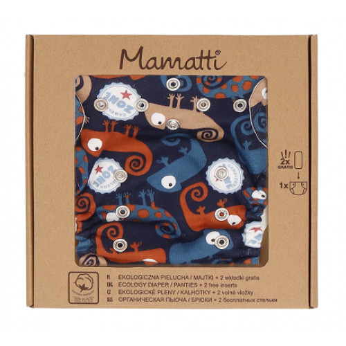 Mamatti Látková plienka EKO sada - nohavičky + 2 x plienka, veľ.  5-14 kg, Chameleon