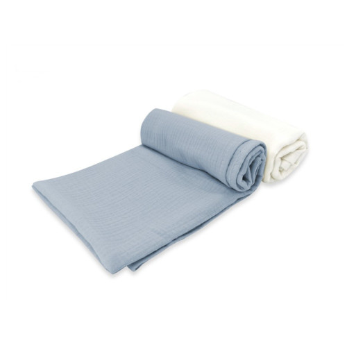 Mušelínové plienky Nature, 80x80 cm, jeans, smotanová - 2ks