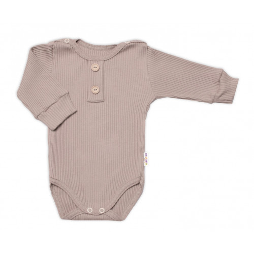 Baby Nellys 3-dielna rebrovaná súpr. Hand Made, body, tepláčiky a čiapočka, béžová