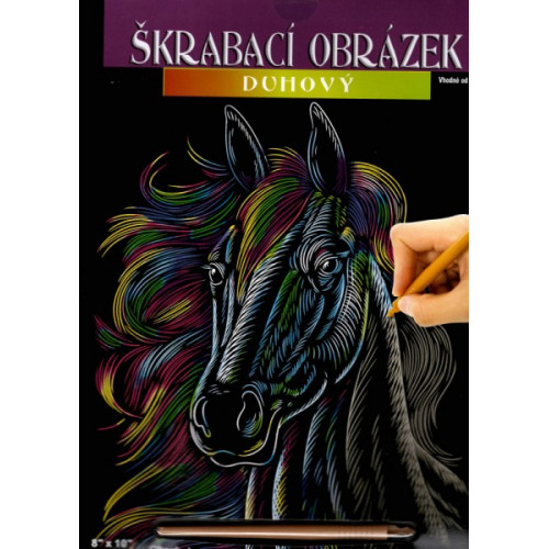 Škrabací obrázok dúhový A4 kôň 23x32cm 3 druhy