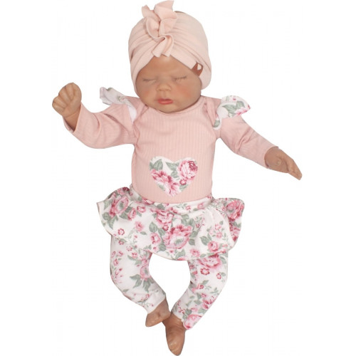 Z&Z 2-dielna súpravička body a legíny so sukničkou Kvety - púdrová/ecru, veľ. 68