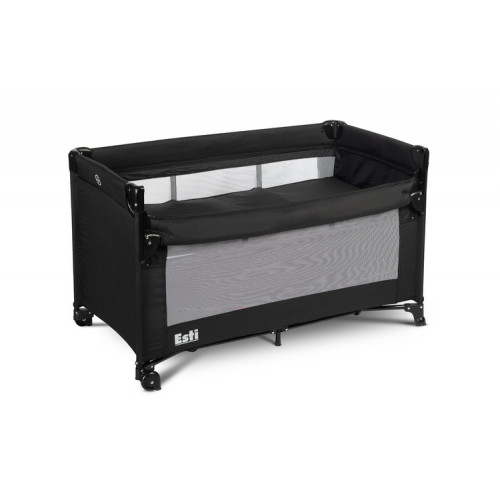 Cestovná postieľka so sťahovacou bočnícou, ESTI - čierna