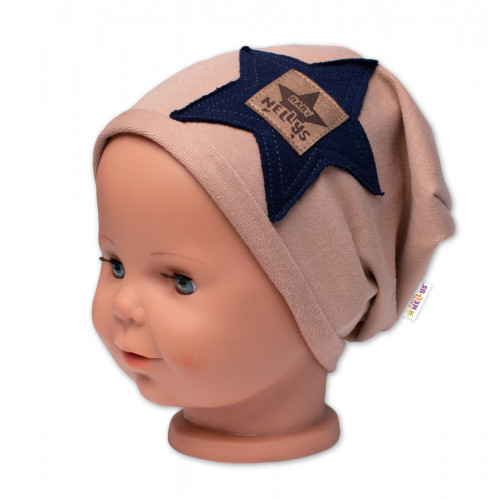 Detská čiapka bavlna, Baby Star, Baby Nellys, cappuccino, veľ. 104/134