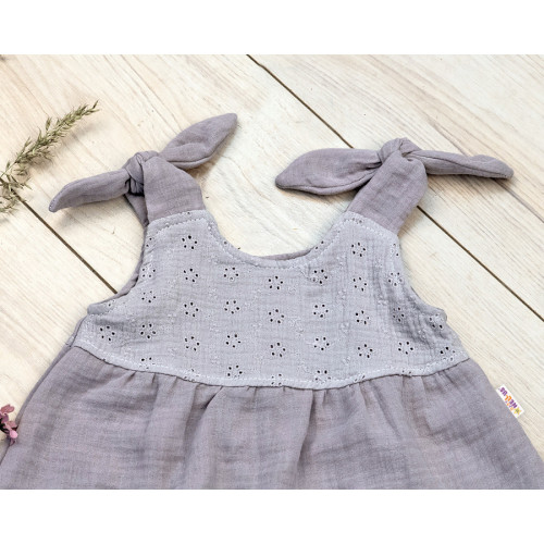 Baby Nellys Letné ľahučké mušelínové šaty Summer - šedé , veľ. 68/74