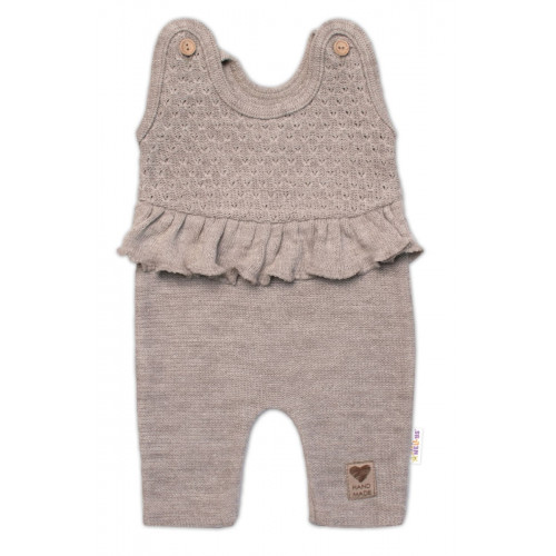 Pletené láclové nohavice Girl s volánikom, Baby Nellys, béžové, veľ. 74