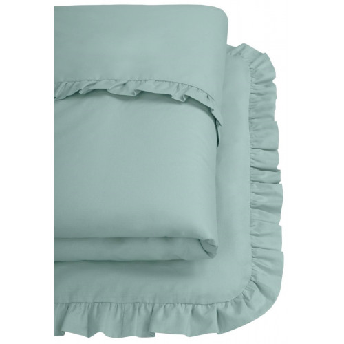 2-dielne bavlnené obliečky s volánikom SOFT, Baby Nellys, vavrínová zelená, 135x100 cm