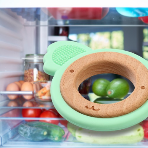 Drevené, silikónové hryzátko BabyOno - Koala, mätové