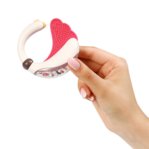 Hrkálka, hryzátko pre bábätko s guličkami, Labuť - pastel