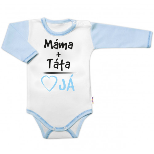 Body dlhý rukáv s vtipným textom Baby Nellys, Máma+Táta, veľ. 86, chalan