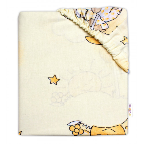 Prestieradlo do postieľky 140x70cm, bavlna Premium, Medvedík na rebríku, žlté