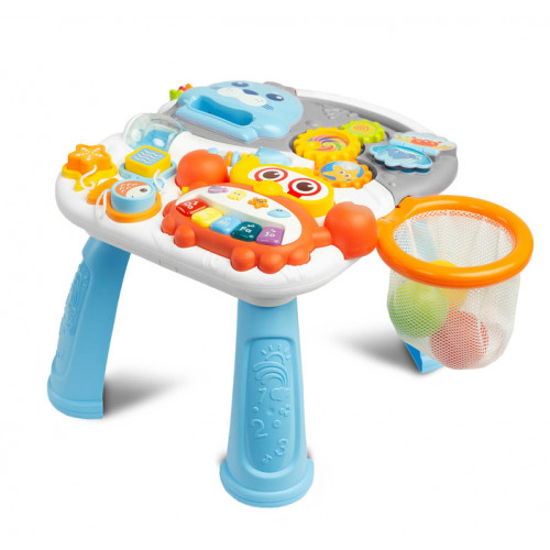 Detské interaktívne chodítko, stolček s príslušenstvom 2v1, TOYZ, sivé