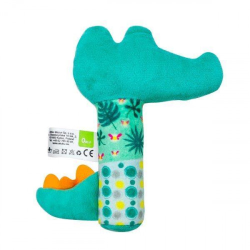 Plyšová hračka s hrkálkou Akuku - Krokodíl, zelená