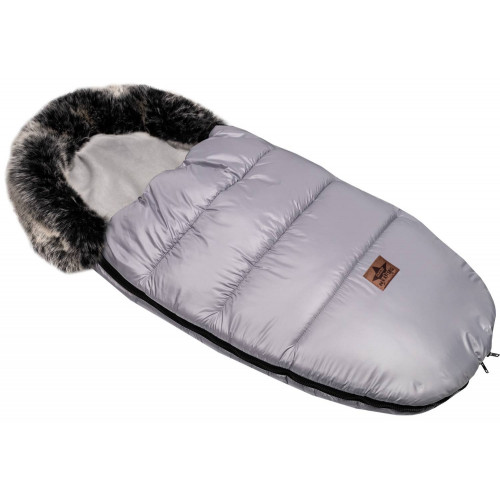 Zimný fusak s kožušinou + rukávnik zadarmo, Baby Nellys, 50 x 100cm, sivý