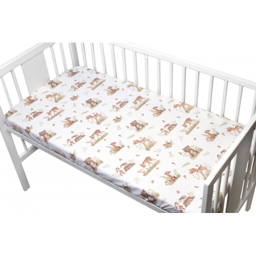 Bavlnené prestieradlo, Roztomilé zvieratká, biela/hnedá