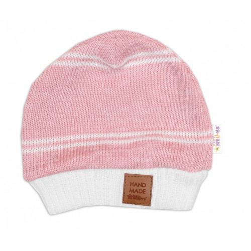 Pletená sada pre bábätko s jemným prúžkom 2D, lux - růžová, biela, veľ. 80