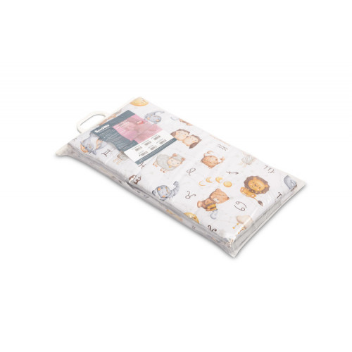 Mantinel do postieľky, mušelín, bavlna - Hviezdne zvieratká, šedá, biela