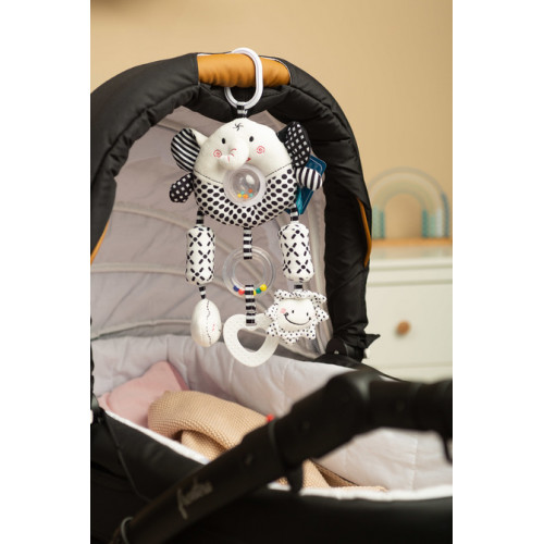 Kontrastná závesná plyšová hračka nielen na cesty black&white - Sloník