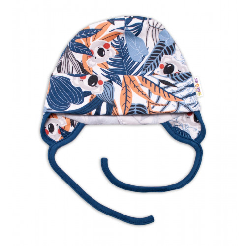Baby Bavlnená čiapočka na zaväzovanie - Jungle, granát/ecru 62/68