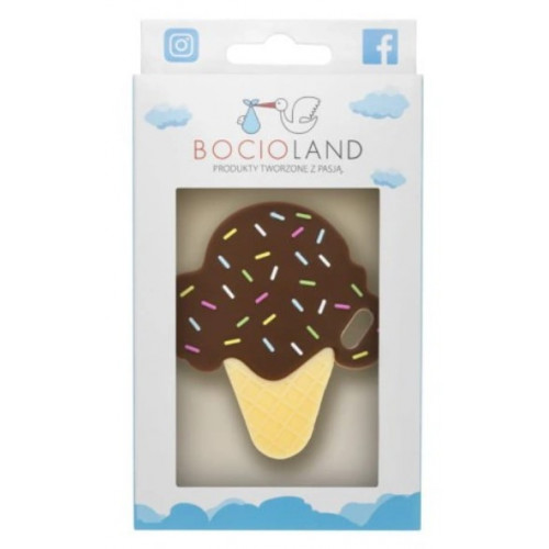 BocioLand Silikónové hryzátko Zmrzlinka - čokoládová