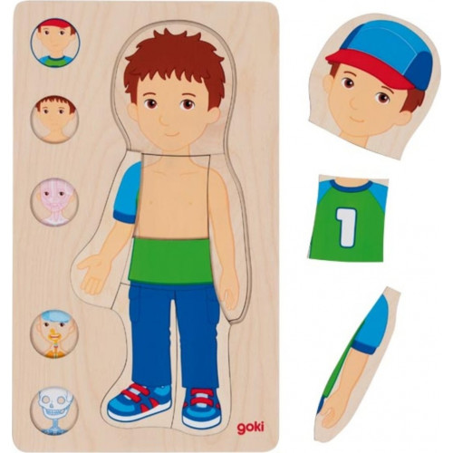 Drevené viacvrstvové puzzle/vkladačka Ľudské telo - Chlapec