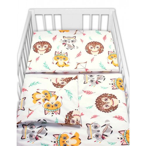 3-dielna sada - mantinel s obliečkami Ježko a líška - biela/žltá, 135x100 cm