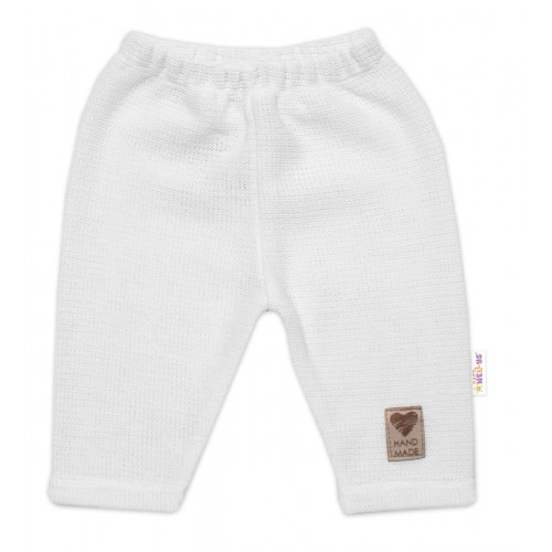 Pletené nohavice Hand Made Girl, Baby Nellys, biele, veľ. 68