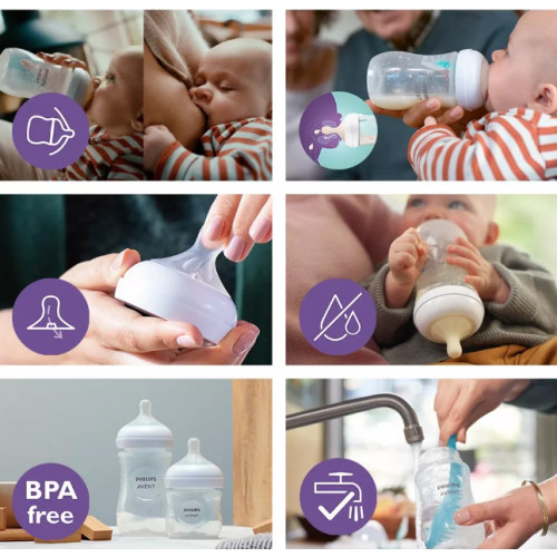 Dojčenská fľaša Natural Avent, Response s ventilom AirFree, 260 ml