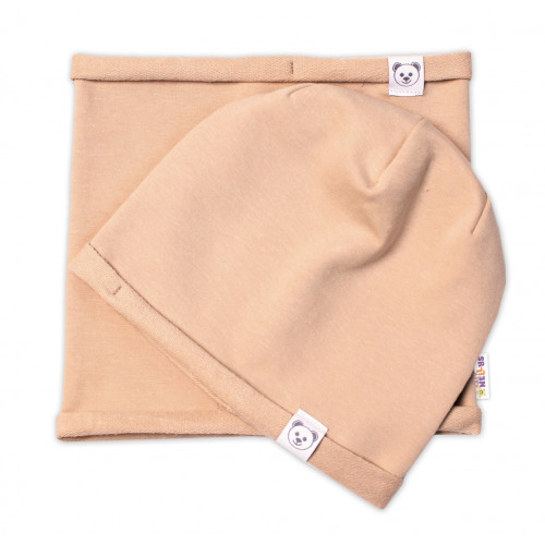 Čiapka s nákrčníkom bavlna, Little Bear, Baby Nellys Nellys, béžová