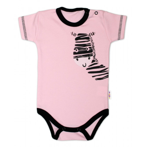 Body krátky rukáv Baby Nellys, Zebra - ružové, veľ. 80
