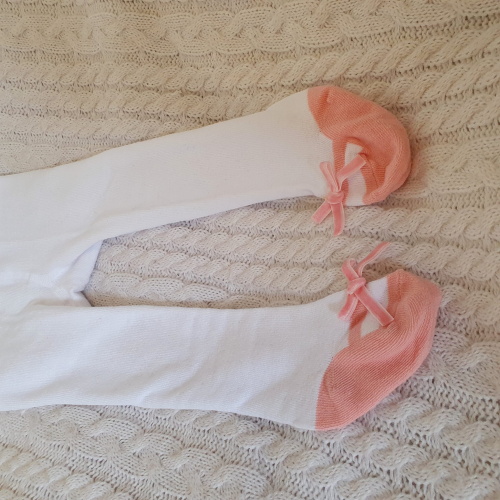 Z&Z Dojčenské pančuchy s mašličkou - ružová/biela