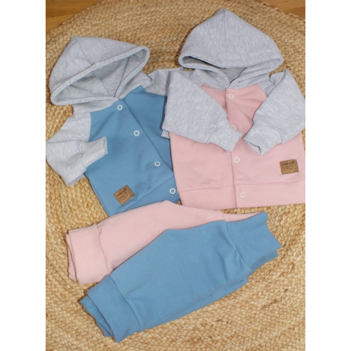 Tepláková súprava s kapucňou Magic Kazum, ružová/sivá