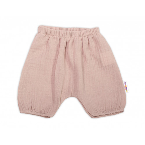 Baby Nellys 3-dielna mušelínová súpravička, tunika/blúzka, kraťasky, čelenka, béžová