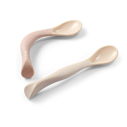 Silikónové lyžičky pre deti, mäkké, flexibilné 2 ks, béžová/ružová