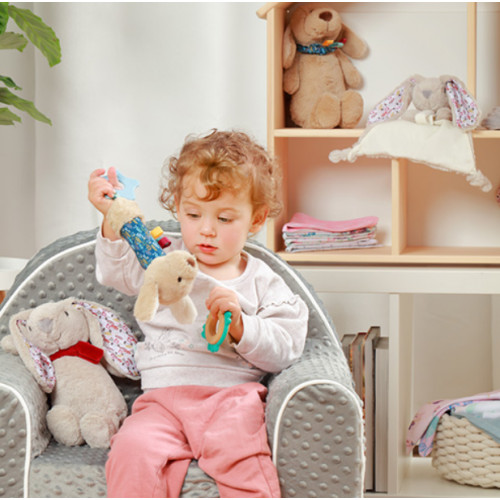 Plyšová hračka s pískatkom a hryzátkom DOG WILLY BabyOno, béžová