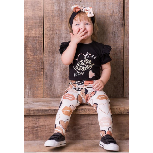 G-baby Dojčenské body s volánikom Kiss - čierne, veľ. 74