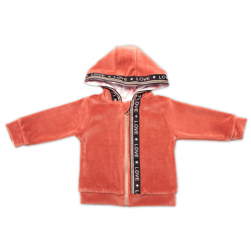 Mamatti Detská tepláková súprava Velvet zapínanie na zip, Fox Girl, tehlová