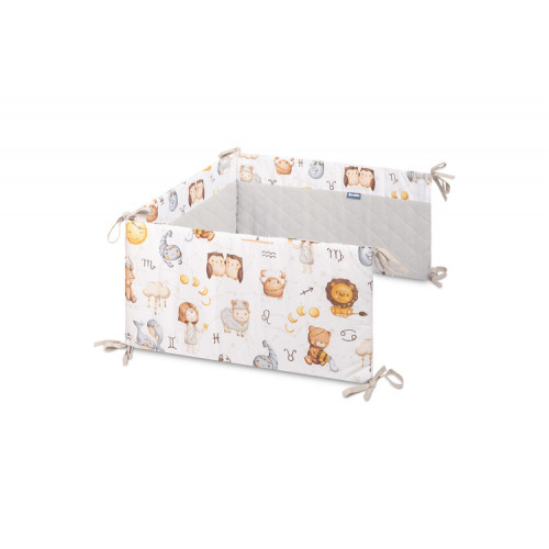Mantinel do postieľky, mušelín, bavlna - Hviezdne zvieratká, šedá, biela