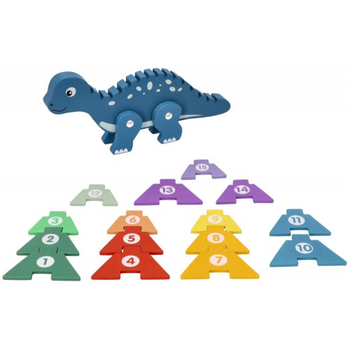 Edukačná hračka puzzle s číslami,  Dinosaurus - modrý