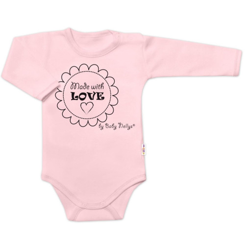 Body dlhý rukáv Baby Nellys, Made with love, ružové, veľ. 62