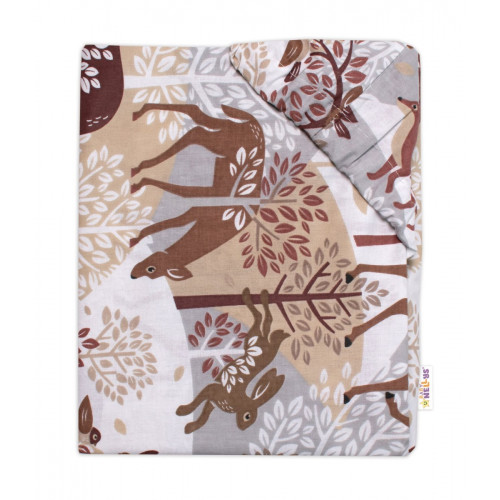 Bavlnené prestieradlo, Wild animals, Baby Nellys, hnedé, 140 x 70 cm