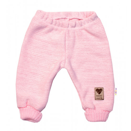 Pletené dojčenské nohavice Hand Made Baby Nellys, ružové, veľ. 80/86